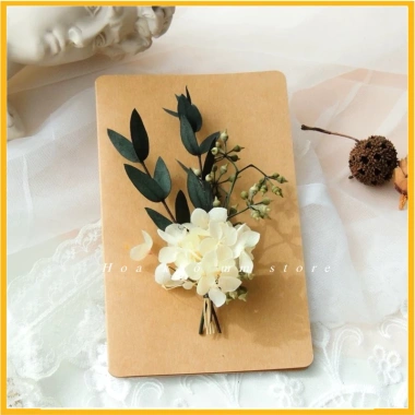 Thiệp Giấy Vintage Handmade Gắn Hoa Khô Kraf Trắng – Sinh nhật, Valentine, 8/3, Giá 35.000đ 7