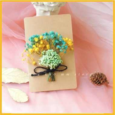 Thiệp Giấy Vintage Handmade Gắn Hoa Khô Kraf Trắng – Sinh nhật, Valentine, 8/3, Giá 35.000đ 8