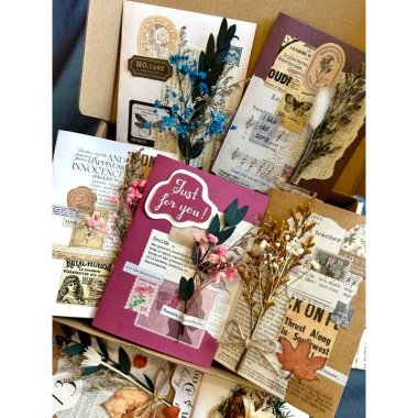 Thiệp Handmade hoa khô phong cách bullet journal vintage - Quà tặng ý nghĩa LaAn chỉ 40.000₫