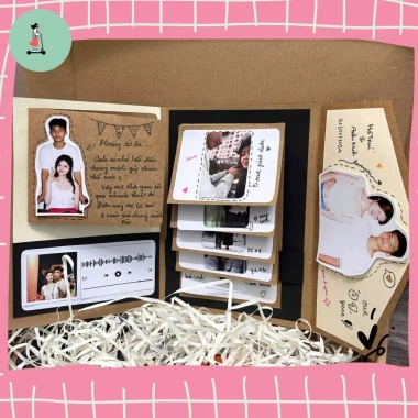 Thiệp Handmade Scrapbook Dán Ảnh Tự Làm Quà Tặng Độc Đáo Cho Bạn Trai và Bạn Gái Giá Ưu Đãi 65.000đ