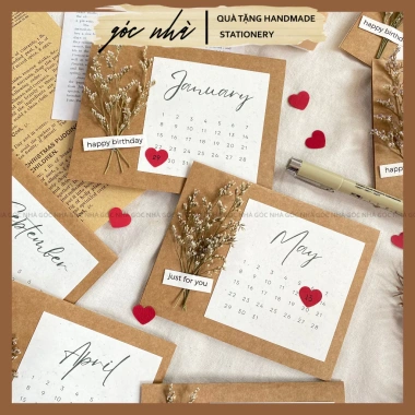 Thiệp Handmade Vintage Hoa Khô Đa Dụng Ngày Tháng – Sinh Nhật, Valentine, Cảm Ơn – Giá 24.000₫