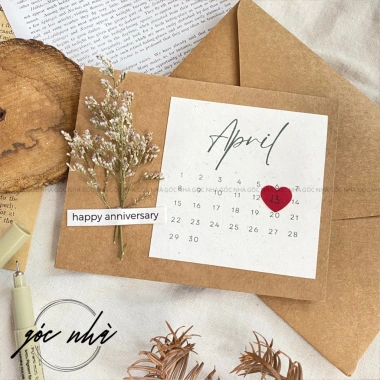 Thiệp Handmade Vintage Hoa Khô Đa Dụng Ngày Tháng – Sinh Nhật, Valentine, Cảm Ơn – Giá 24.000₫
