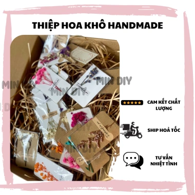 Thiệp handmade vintage hoa khô nhỏ xinh - quà Valentine, 8/3, 20/10, sinh nhật, giá ưu đãi 7.200đ