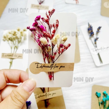 Thiệp handmade vintage hoa khô nhỏ xinh - quà Valentine, 8/3, 20/10, sinh nhật, giá ưu đãi 7.200đ