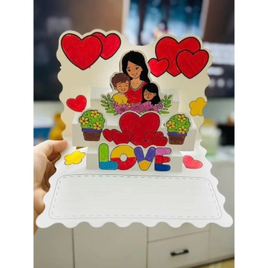 Thiệp hoa 3D tô màu tầng hiệu ứng 3D chào mừng 20/20 và 8/3 - Handmade giá ưu đãi 3.000đ