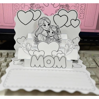 Thiệp hoa 3D tô màu tầng hiệu ứng 3D chào mừng 20/20 và 8/3 - Handmade giá ưu đãi 3.000đ