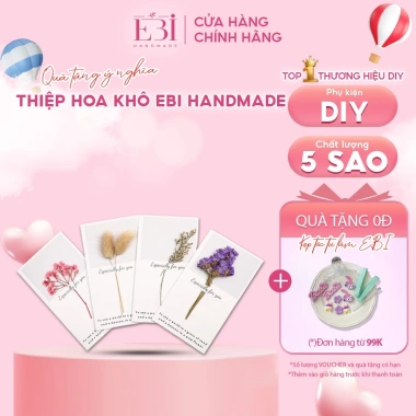 Thiệp hoa khô EBI HANDMADE vintage cao cấp chúc mừng sinh nhật Valentine 14/2 8/3 20/10 20/11 - Giá chỉ 13.000 VND