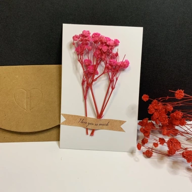 Thiệp hoa khô handmade tặng tình yêu kèm phong thư hoa baby màu ngẫu nhiên - 20.000₫