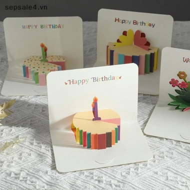 Thiệp Sinh Nhật 3D B&N Thẻ Bánh Hoa Ngộ Nghĩnh, Phong Bì Greeg Cho Nữ Trẻ Em