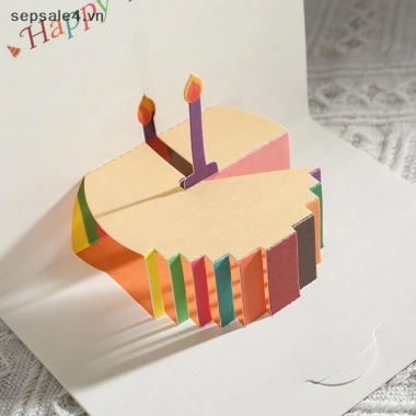 Thiệp Sinh Nhật 3D B&N Thẻ Bánh Hoa Ngộ Nghĩnh, Phong Bì Greeg Cho Nữ Trẻ Em