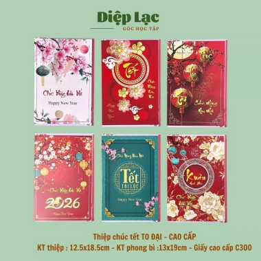 Thiệp Tết cao cấp size Đỏ chúc mừng năm mới kèm phong bì - Diệp Lạc, giá 24.030₫ 2 Thiệp Tết cao cấp size Đỏ chúc mừng năm mới kèm phong bì - Diệp Lạc, giá 24.030₫ 2