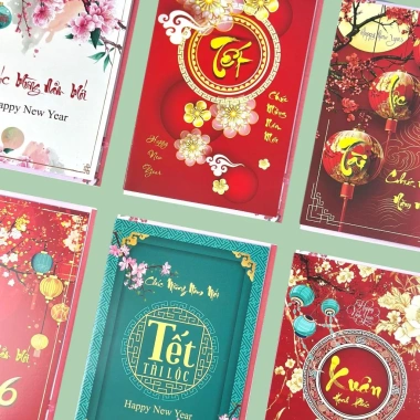 Thiệp Tết cao cấp size Đỏ chúc mừng năm mới kèm phong bì - Diệp Lạc, giá 24.030₫
