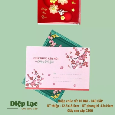 Thiệp Tết cao cấp size Đỏ chúc mừng năm mới kèm phong bì - Diệp Lạc, giá 24.030₫
