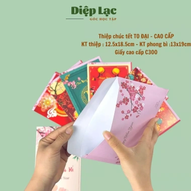 Thiệp Tết cao cấp size Đỏ chúc mừng năm mới kèm phong bì - Diệp Lạc, giá 24.030₫