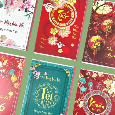 Thiệp Tết ĐẠI 12x18cm Cao Cấp - Chúc Năm Mới sang trọng kèm phong bì - vpp Diệp Lạc