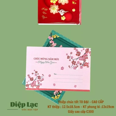 Thiệp Tết ĐẠI 12x18cm Cao Cấp - Chúc Năm Mới sang trọng kèm phong bì - vpp Diệp Lạc