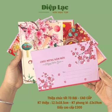Thiệp Tết ĐẠI 12x18cm Cao Cấp - Chúc Năm Mới sang trọng kèm phong bì - vpp Diệp Lạc