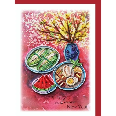 Thiệp Tết Giấy Xoắn Handmade 13x18 cm - Thiết kế độc đáo, giá chỉ 80.000 VNĐ