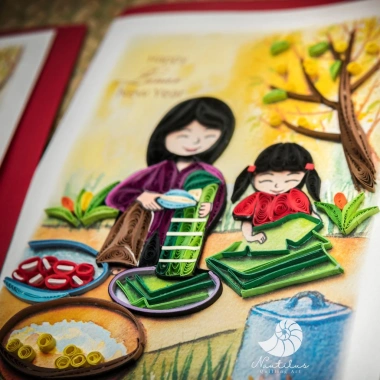 Thiệp Tết Giấy Xoắn Handmade 13x18 cm - Thiết kế độc đáo, giá chỉ 80.000 VNĐ