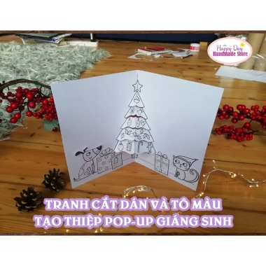 Thiệp Tranh Tô Màu Giáng Sinh Pop Up - Cắt Dán Sáng Tạo Cho Bé, Giá 25.000 VNĐ