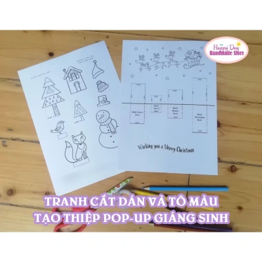 Thiệp Tranh Tô Màu Giáng Sinh Pop Up - Cắt Dán Sáng Tạo Cho Bé, Giá 25.000 VNĐ 8 Thiệp Tranh Tô Màu Giáng Sinh Pop Up - Cắt Dán Sáng Tạo Cho Bé, Giá 25.000 VNĐ 8