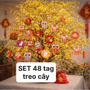 Thiệp treo cây - Combo 100 thiệp đỏ may mắn kèm dây treo, giá ưu đãi 19.000₫
