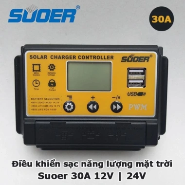Thiết bị sạc pin năng lượng mặt trời 30A 12V/24V chính hãng Độ bền cao, điều khiển thông minh, giá chỉ 163.000₫ 2