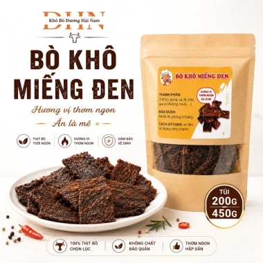 Thịt Bò Khô Miếng Đen Vip Mềm - Vị Cay Nhẹ, Tẩm Gia Vị, Dai Mềm Thơm Ngon, Ăn Vặt Tiện Lợi 149k