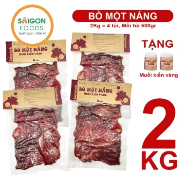 Thịt khô Bò một nắng 2kg + 500gr Lạp xưởng bò + Muối kiến vàng - Giá 1.49tr, giao toàn quốc