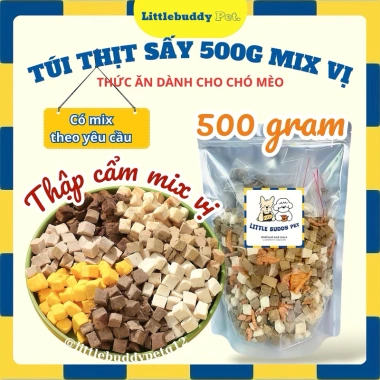 Thịt sấy đông khô 500g hỗn hợp đa loại cho chó mèo - Dinh dưỡng cao, giá 175k