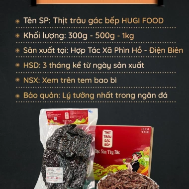 Thịt trâu gác bếp Tây Bắc HUGI FOOD OCOP 500g Điện Biên, hộp quà Tết 450.000₫ 8