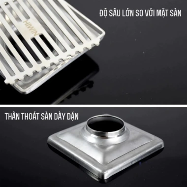 Thoát sàn inox 304 ngăn mùi hôi mặt 12x12 - Chống mùi, bền bỉ, giá ưu đãi 166k