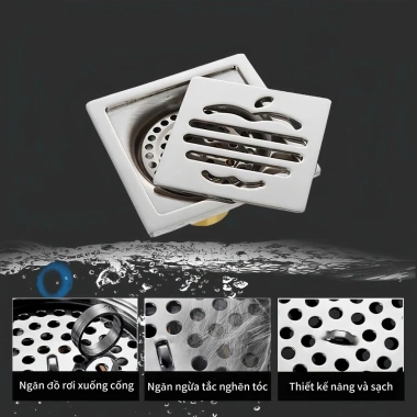 Thoát Sàn Nhà Tắm INOX 12x12cm TS05 Ngăn Mùi Chống Côn Trùng - Giá 152.000đ