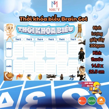 Thời Khóa Biểu A5 Giấy Cứng 300gsm Lịch Học Cute Brain Got Labubu Capybara Học Sinh và Sinh Viên