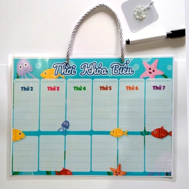 Thời Khóa Biểu Học Sinh A4 Nhựa Kháng Nước, Viết Xóa Dễ Dàng, Kèm Dây Móc Treo và Bút - 23.000 VND 3