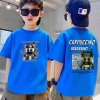 Thời trang đơn giản bé trai 3-14, in cà phê thoải mái, thanh toán nhận hàng, giảm 18% 8