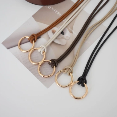 Thời Trang Nút Tròn PU Mỏng Dây Da Nữ Vòng Tròn Thắt Nút Trang Trí Eo Trắng Kaki 5