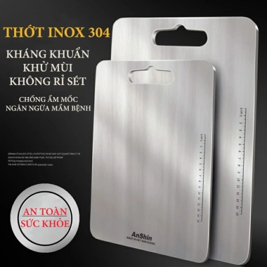 Thớt inox 304 Anshin cao cấp - Kháng khuẩn, khử mùi, giảm giá 250k (Giá gốc 310k) Thớt inox 304 Anshin cao cấp - Kháng khuẩn, khử mùi, giảm giá 250k (Giá gốc 310k)