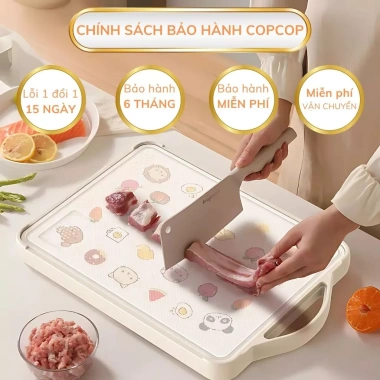Thớt inox 304 kháng khuẩn 2 mặt COPCOP Mặt nhựa lúa mạch + inox, chỉ 300.000VND