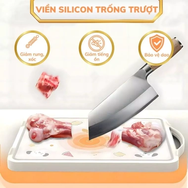 Thớt inox 304 kháng khuẩn 2 mặt COPCOP Mặt nhựa lúa mạch + inox, chỉ 300.000VND