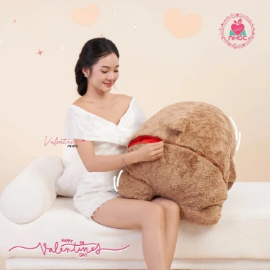 Thú bông gấu trái tim đỏ 2in1 - Quà tặng Valentine & 8/3, lông xù cao cấp, giá ưu đãi 160k