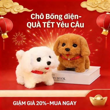 Thú Cưng Chó Điện Lông Mềm - Đi, Sủa, Vẫy Đuôi, Quà Tết Ấm Áp Giá 59.644₫