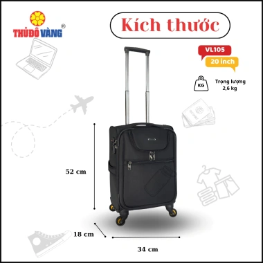 Thủ Đô Vàng Vali Vải Du Lịch 20/24/28 Chống Trộm Chống Va Đập VL105 VL103 VL101 - Giá Ưu Đãi 1.147.835 VND