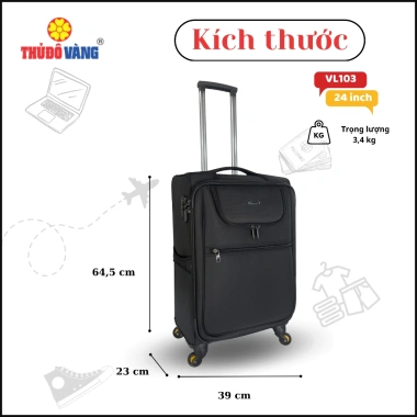 Thủ Đô Vàng Vali Vải Du Lịch 20/24/28 Chống Trộm Chống Va Đập VL105 VL103 VL101 - Giá Ưu Đãi 1.147.835 VND