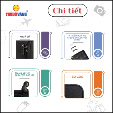 Thủ Đô Vàng Vali Vải Du Lịch 20/24/28 Chống Trộm Chống Va Đập VL105 VL103 VL101 - Giá Ưu Đãi 1.147.835 VND
