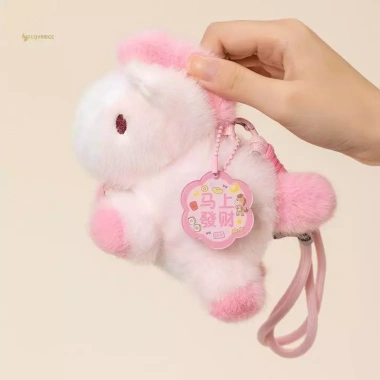 Thú Nhồi Bông Ngựa Dễ Thương Móc Khóa Pony Keychain Phụ Kiện Quà Tặng Năm Mới 4