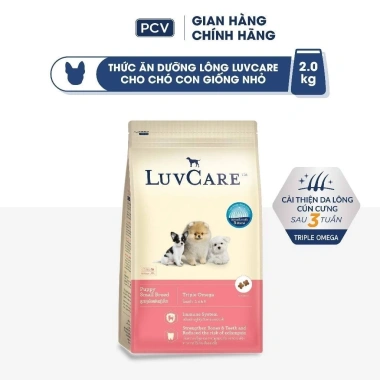 Thức ăn cho chó con Luvcare 2kg hạt cho giống nhỏ tặng lược chải lông 226.800 VND