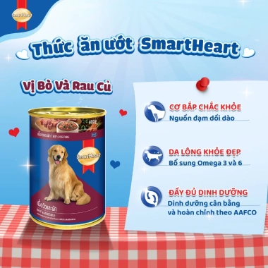Thức ăn cho chó SmartHeart Pate 400g vị bò rau củ - Giá 200.000₫ giảm 48.000₫