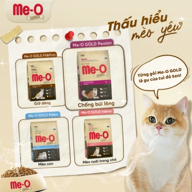 Thức ăn hạt Me-O Gold cao cấp 400g - Công thức chống búi lông cho mèo Persian - Giá chỉ 78.300 VND