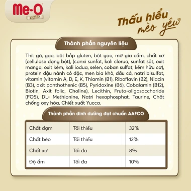 Thức ăn Me-O Gold 1.2kg cho mèo nuôi trong nhà - Tặng 2 gói nhỏ, giữ dáng, giá ưu đãi 198.000 5